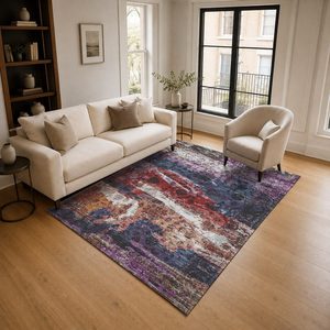RUGS DEPOT LXDP-0894 Wholesale Multicolor Neutral Contemporary Abstract Digital Printed Machine Washable Chenille Rug Non <b>Slip</b> - Product Image 2