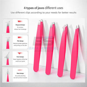 Pince à épiler en acier inoxydable de haute qualité, design pointu et incliné pour le façonnage des sourcils, épilation fine, réutilisable - Product Image 2