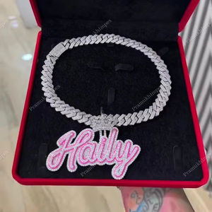 VVS Moissanite Diamond GRA Certificado Plata esterlina Chapado en oro blanco Hip Hop Iced Out Pink Esmalte Colgante Fabricación India - Product Image 1