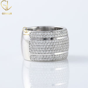 แหวนทองคำแท้18K สำหรับผู้ชายแหวนทองทรงกลมประดับเพชรทันสมัยสำหรับเป็นของขวัญวงฮิปฮอปแบบกว้างครึ่งนิรันดร์ - Product Image 2