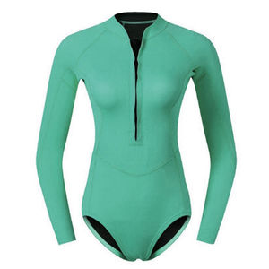 Fabricant Vente en gros Combinaison de couleur unie à manches longues et jambes courtes pour femmes, maillot de bain de surf respirant à la mode pour imprimé - Product Image 1