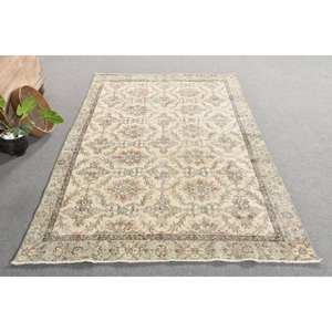 Classique Beige 5.2 X 8.7ft laine tapis turc Patchwork Design pour entrée salon chambre rectangulaire côté tapis Latex - Product Image 4