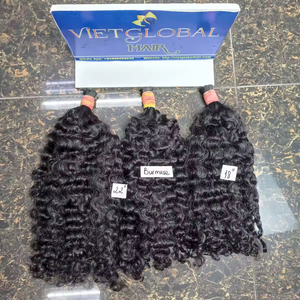 Venta al por mayor cutícula alineada cabello humano crudo vietnamita birmano rizado profundo rizado extensión de cabello a granel color natural - Product Image 1