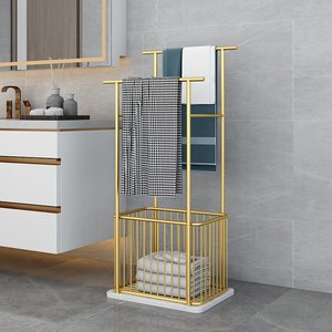 Estante de Esquina para Baño Moderno KPT68003, Estructura de Hierro con Superficie de Madera para Hoteles, Organizador de Ducha - Product Image 1
