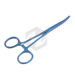 Instrumento quirúrgico de acero inoxidable de alta calidad de 5,5 \ ", pinzas hemostáticas curvadas azules, abrazaderas de bloqueo Manual, médico duradero - Product Image 1