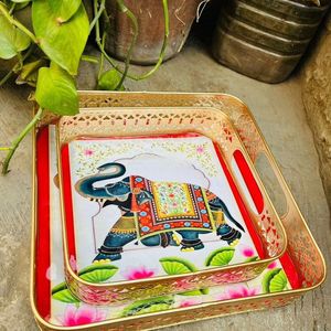 handcrafted <b>copper</b> printed serving tray for traditional homes <b>copper</b> printed serving tray with long lasting print quality - Product Image 5