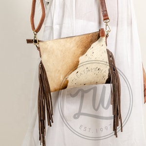 Bolso de Hombro Cruzado de Cuero Genuino con Pelo de Vaca, Hecho a Mano, con Cremallera, Portátil, Antirrobo, Último Estilo de Moda para Verano - Product Image 4