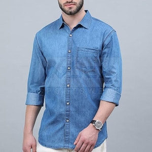 Fully Customized High Quality Cotton Men Jeans Shirt Slim Fit Casual Wear Quick Dry Breathable Long Sleeve Hot Sales - Product Image 4