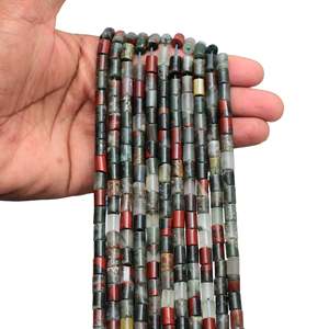 Kamal Gems Faceted African Bloodstone Loose <b>Beads</b> 15 Tube-Shaped Agate Gemstones for Jewelry Making - Product Image 2