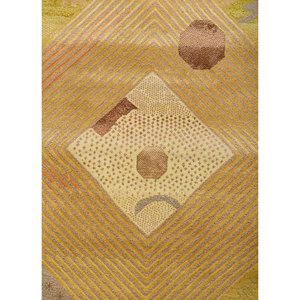 พรมขนสัตว์และไหมไผ่ขนาดใหญ่ลายเรขาคณิต 9x12 ฟุต รุ่นแมนชาฮ่า โกลด์ สำหรับห้องนั่งเล่นและทางเดินในบ้าน-Les-2675 - Product Image 3