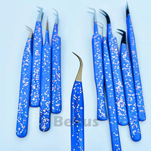 Pinzas de pestañas de Punta múltiple Hermosas pinzas de volumen de precisión de acero sostenible Herramienta grabada con logotipo personalizado para extensiones de pestañas - Product Image 4