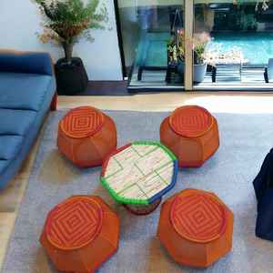 Ensemble de tabourets ottomans modernes faits à la main en bambou Mobilier contemporain de haute qualité pour salon, hôtel, restaurant résidentiel - Product Image 4