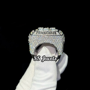 Bague de championnat Hip Hop pour homme en moissanite, argent 925, sur mesure, style rappeur, sertie de pierres, plaqué rhodium, sertissage à griffes - Product Image 5
