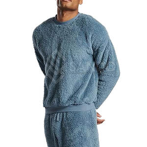 Servicio OEM de alta calidad 100% algodón Sherpa sudadera para hombres Top moda invierno patrón sólido sudadera - Product Image 3