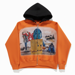 Sudadera con Capucha Extra Grande de Felpa Gruesa con Lavado Ácido Personalizado para Hombre, Ropa de Calle de Invierno, Logotipo Bordado, Estilo Vintage Desgastado, Cremallera, Marca Privada - Product Image 1