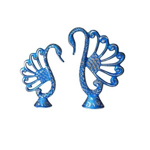 Adorno Decorativo de Dos Camellos Plateados al Estilo Real con Detalles Intrincados y Diseño de Copa Central para Interiores de Lujo - Product Image 3