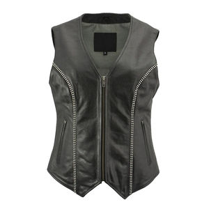 Chaleco Impermeable de Cuero Genuino para Mujer, Diseño Nuevo, al por Mayor, Cortavientos, Cuello en V, Informal, para Exteriores - Product Image 5