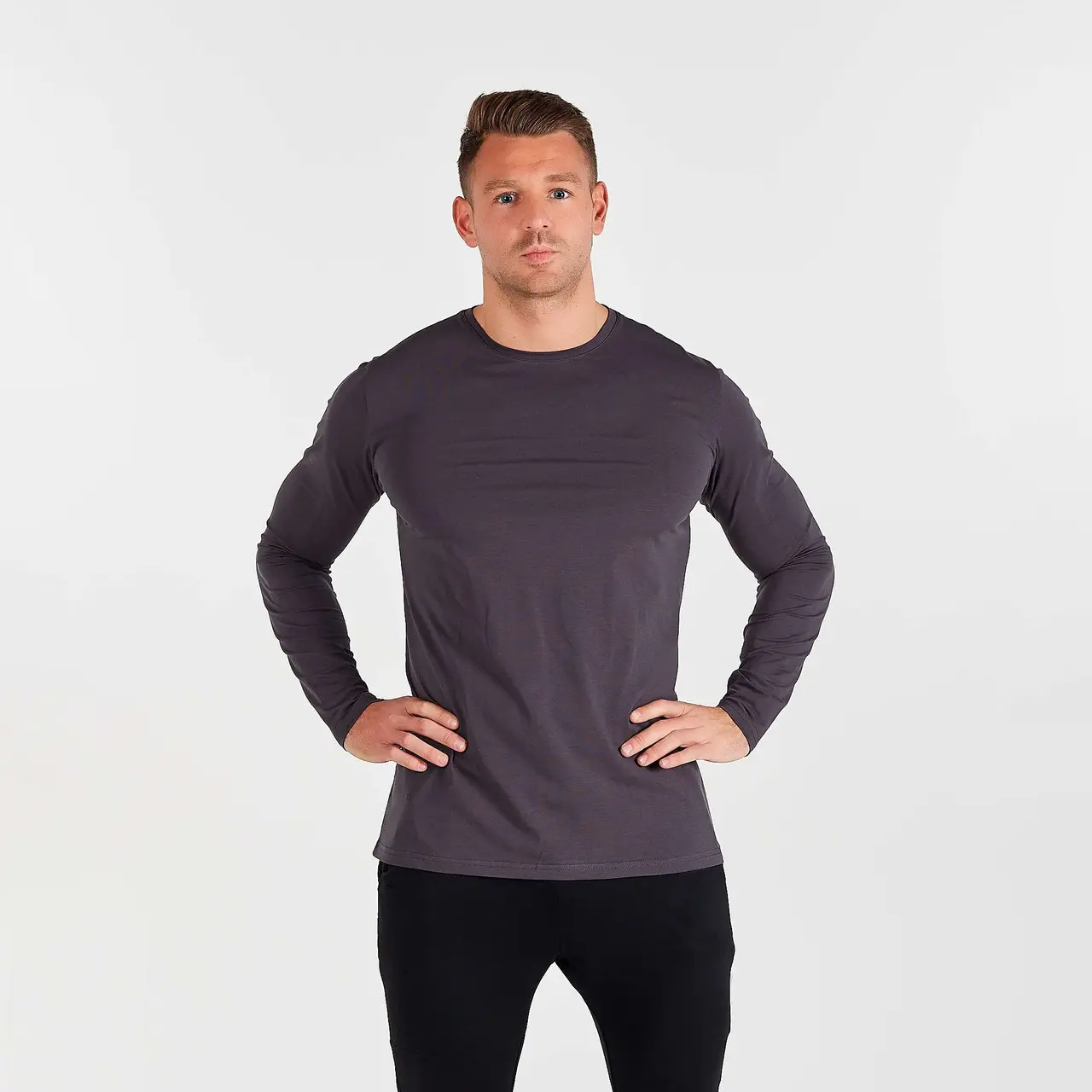 Custom Groothandel Compressie Shirts Basislaag Heren Polyester Workout Shirt Mannen Fitness Lange Mouw Compressie Shirt