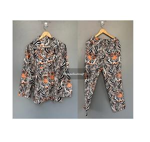 ชุดนอนผู้ใหญ่พิมพ์ลายดอกไม้ลายเสือสีน้ำตาลชุดนอนผ้าฝ้ายเนื้อนุ่มใส่สบายสำหรับผู้หญิงเพื่อนเจ้าสาวในฤดูร้อน - Product Image 5