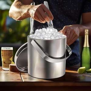 Compact Stainless Steel <b>Ice</b> <b>Bucket</b> with Double Insulation High-Capacity Cooling for Boats Efficient Metal Tool - Product Image 4