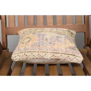 Beige Wool Kantha Patchwork <b>Bolster</b> <b>Pillow</b> 12x12 Inch Boho Woven Embroidered Printed Floral Square Vintage Design Rustic Floor - Product Image 5