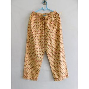 ชุดนอนผ้าฝ้ายแท้ 100% ลายดอกไม้พิมพ์ด้วยมือแบบอินเดีย แขนยาว สำหรับผู้หญิง สวมใส่สบายๆ ในฤดูใบไม้ผลิและฤดูร้อน - Product Image 4