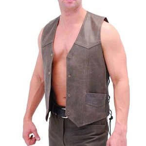 Chaleco de Cuero Estilo Motero Vintage para Hombre, Tendencia 2025, con Detalles de Botones, Ecológico, Resistente al Viento, para Compradores de Exportación - Product Image 6