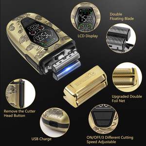 Afeitadora Eléctrica Inalámbrica para Hombre, Doble Cuchilla, Uso en Seco y Húmedo, IPX7, Recargable, Recortadora de Barba, Repuesto - Product Image 1