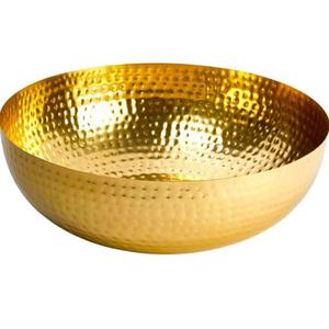 Haute qualité mariage Royal élégant bol à salade plein martelé texturé haute or métal présentoir fête stockage stockage fruits - Product Image 1