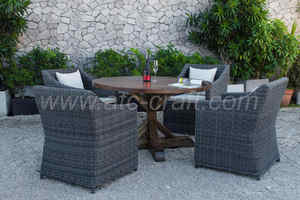 Juego de comedor de café de ratán de PVC sintético, estilo de ocio, jardín al aire libre, Patio, muebles de mimbre, juego de sofá de aluminio para hoteles, villas - Product Image 5