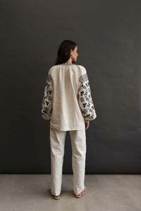 100% haut en popeline de coton jaune avec glands de broderie Simple tissé tenue décontracté Look roumain nouvelle Collection pour l'été hiver - Product Image 4