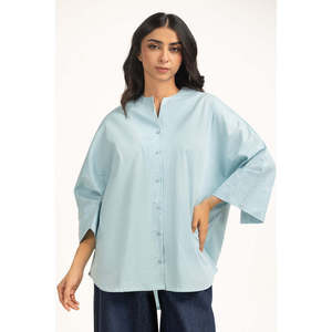เสื้อเชิ้ตลำลองผ้าป๊อปลินเรียบง่าย รุ่น WM-CS-SS25-503 ทรงปกติ - Product Image 1
