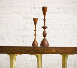 Sol de luxe debout bois artisanat pilier bougeoirs teck bois bougeoirs indien artisanat bougeoir Table décor article - Product Image 5