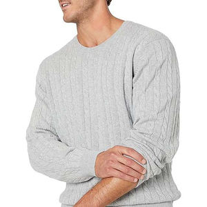 Trending Men's Classic Cable Knit Crewneck Pullover Lightweight Casual Cotton Sweater Hot Selling Trending Men Sweater - Product Image 3