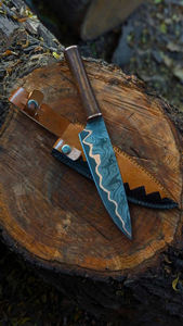 El mejor cuchillo de cocina hecho a mano, hoja de acero de Damasco de cobre, mango de madera con cubierta, regalo de Navidad de aniversario, regalo de boda. - Product Image 6