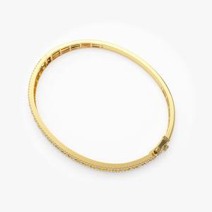 Brazalete de diamantes de oro sólido de 14K, pulsera de capas redondas apilables, redondas y Baguette de diamantes naturales reales - Product Image 3