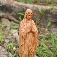 Unsere Liebe Frau von Lourdes Holzskulptur, Elegante Gebetspose Geschnitzte Statue für Katholische Andacht & Ausstellung
