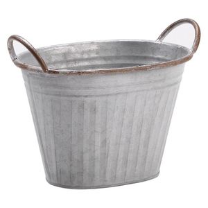 Oval galvanized <b>planter</b> tub for growing fresh herbs in kitchen <b>windowsill</b> or outdoor balcony space - Product Image 6