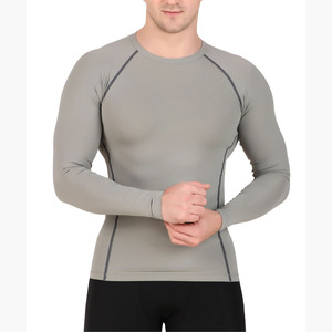 Camiseta Deportiva de Compresión Lisa para Hombre, de Alta Calidad, Ligera, de Manga Larga, para Entrenamiento Físico, Venta al Por Mayor Personalizada - Product Image 1