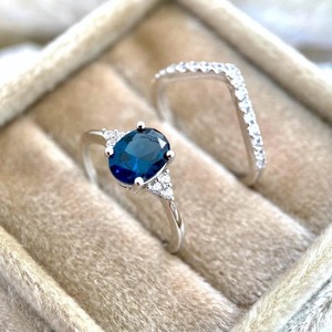 925ทำด้วยมือเงินสเตอร์ลิงเครื่องประดับแหวนหมั้นแหวนไพลินและเพชรสีฟ้ากับไข่มุกผู้ขายอินเดียแหวนพลอยรูปไข่ - Product Image 1