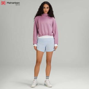 Sweats à capuche pour femmes Fashion Wear Panel Design Hooded Collar Women Crop Tops Women Hoodie - Product Image 3