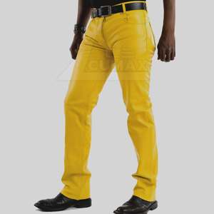 Pantalon en cuir léger pour hommes en vente Vêtements décontractés Pantalon en cuir pour hommes de qualité supérieure - Product Image 4