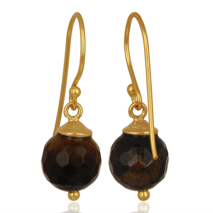 Pendiente de piedra preciosa con cuentas de ojo de tigre Natural, Pendientes chapados en oro plateado, proveedor de joyería, Colección Vintage - Product Image 3