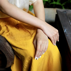 Elegant <b>Women's</b> Casual Summer Spring <b>Skirt</b> with Natural Waist Breathable and Pockets Plain Dyed - Product Image 2