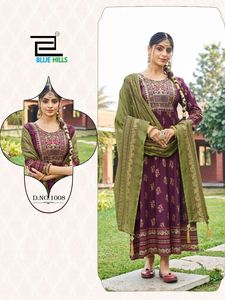 Precioso rayón con bordado Anarkali vestido y Dupatta mujer moda fabricante y proveedor de Surat - Product Image 2