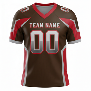 Maillot d'entraînement de football américain personnalisé pour adultes, manches courtes, respirant, option grande taille, 100 % polyester, col en V - Product Image 4