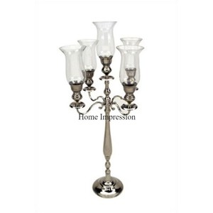 Candelabros de Metal resistente de calidad superior con recubrimiento en polvo de Color blanco de diseñador de cristal de lujo para decoración de bodas - Product Image 6