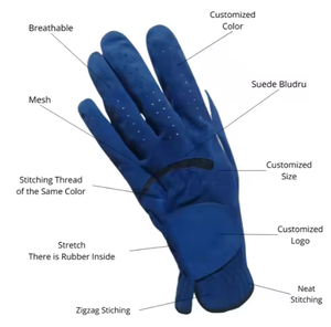 Bludru Gants de golf personnalisables de haute qualité pour hommes femmes en cuir véritable avec tissu Cabretta EOM accepté pour un usage sportif - Product Image 5
