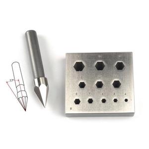 Plaque de serrage, bloc de lunette et poinçon forme hexagonale 4 à 14 mm et 17 degrés mur d'ange correspondant poinçon rond - Product Image 1