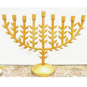 Clásico brillante pulido 9 cabezas Menorah hecho a mano elegante aleación de oro Metal elegante aluminio diseño hogar decorativo para Navidad - Product Image 1